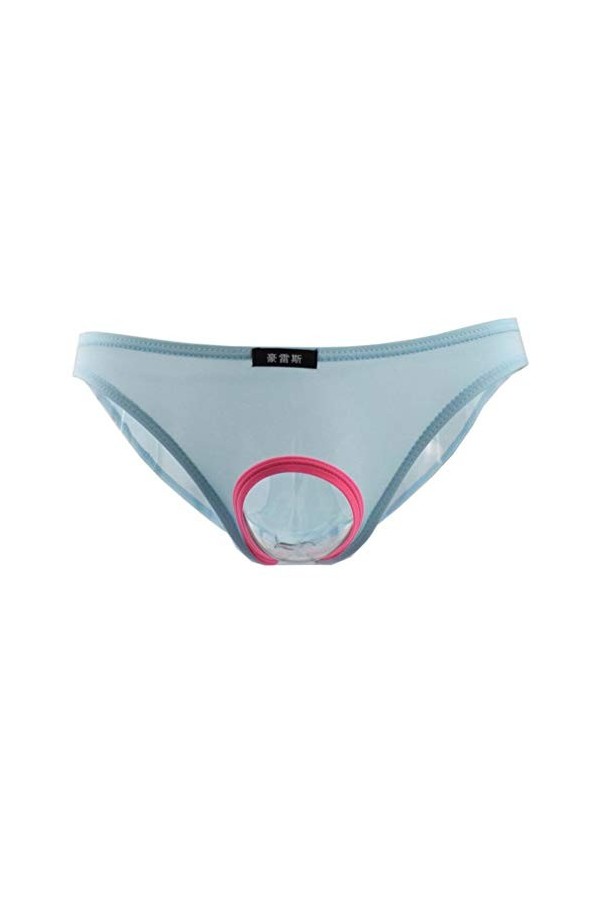 Wiftly String Homme Sexy Erotique Ouvert Transparent Tangas sous-vêtements Culotte G-String Breathable 2XL, Bleu 