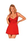 Obsessive Ensemble De Lingerie Nuisette Et String Amor Cherris Chemise, Rouge,L-XL