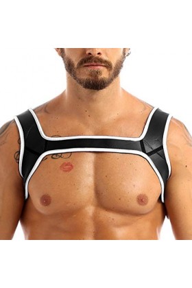Mengsiy Sangle de Largeur dépaule en néoprène for Hommes Cordon de Serrage Protecteur Musculaire Cosplay Fantaisie Club Cost