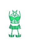 Femmes Pentagram Body Harness Soutien-Gorge Lingerie Jarretière Ceinture Ensemble Élastique Punk Gothique Festival Rave Wear 