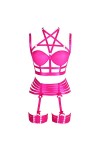 Femmes Pentagram Body Harness Soutien-Gorge Lingerie Jarretière Ceinture Ensemble Élastique Punk Gothique Festival Rave Wear 
