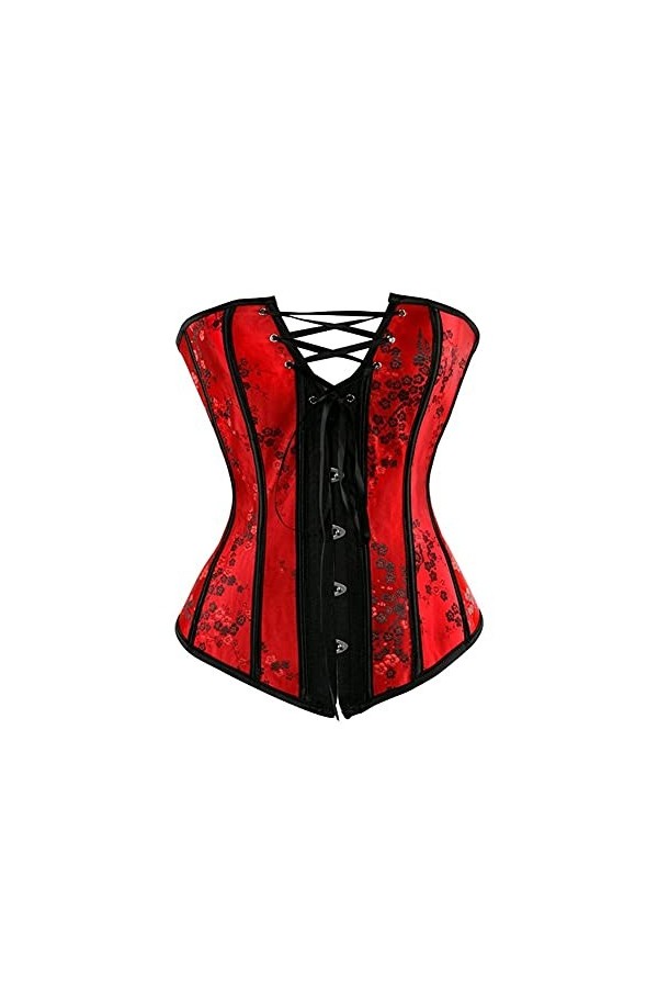 TTCI-RR Bustiers et Corsets Femmes Overbust Sexy Bustier Corset Top Flower Print Brocade Plus Taille Corset Bridal Corselet C