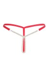 iiniim Thong sous-vêtements Femme Sexy Dentelle Entrejambe Ouverte Bowknot G-Sting avec Massage des Perles Tangas Tentation 