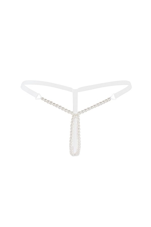 iiniim Thong sous-vêtements Femme Sexy Dentelle Entrejambe Ouverte Bowknot G-Sting avec Massage des Perles Tangas Tentation 