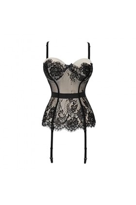 Lingerie Sexy Corset de Cour Jupe Swing en Maille et Dentelle Avec Porte-Jarretelles Corset Poly Bust Abdomen Sexy Cors Colo