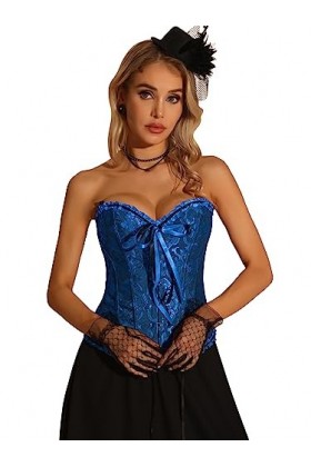 Allegra K Corset bustier à lacets pour femme - Style victorien, noir foncé, Large