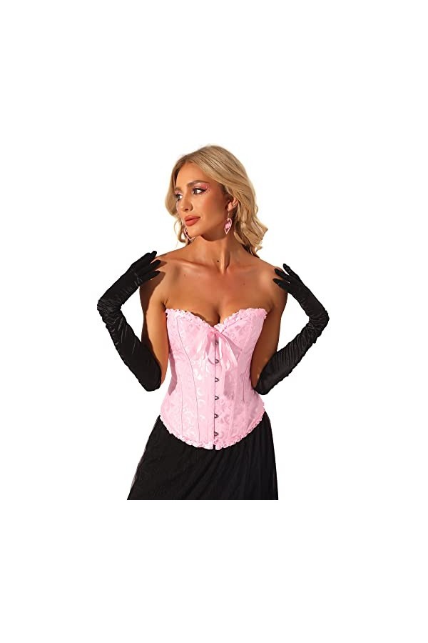 Allegra K Corset bustier à lacets pour femme - Style victorien, noir foncé, Large