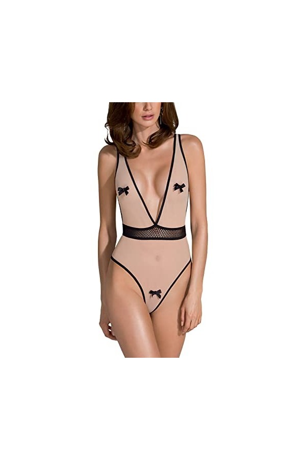 Passion Body Charmant Et Séduisant Viena Body, Beige,S-M