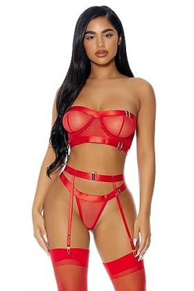 Forplay Good as Gold Ensemble de Lingerie Taille XL Rouge