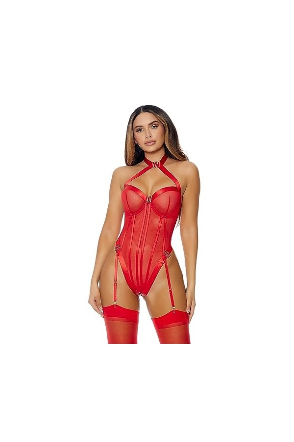 Forplay Ensemble de Lingerie pour Femme Status Gold, Rouge, M