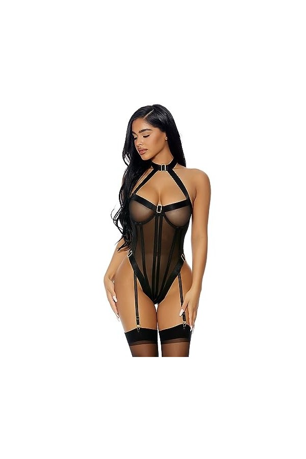 Forplay Ensemble de Lingerie pour Femme Status Gold, Rouge, M