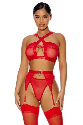 Forplay Golden Hour Ensemble de Lingerie pour Femme Rouge Taille S
