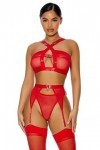 Forplay Golden Hour Ensemble de Lingerie pour Femme Rouge Taille S