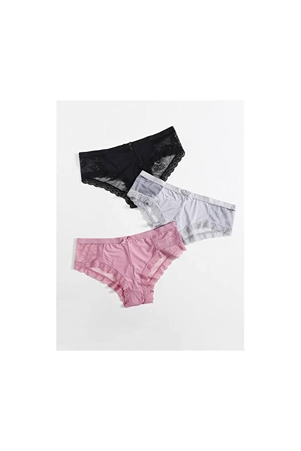 UYROOSS Culotte for Femmes 3pack Plus Contraste Culotte en Dentelle, sous-vêtements Culottes Hautes Culottes Stretch Color :