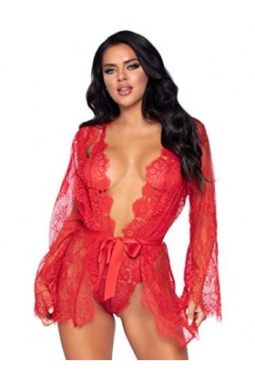 LEG AVENUE Body en Dentelle Florale et Dentelle Rouge Taille L 150 g