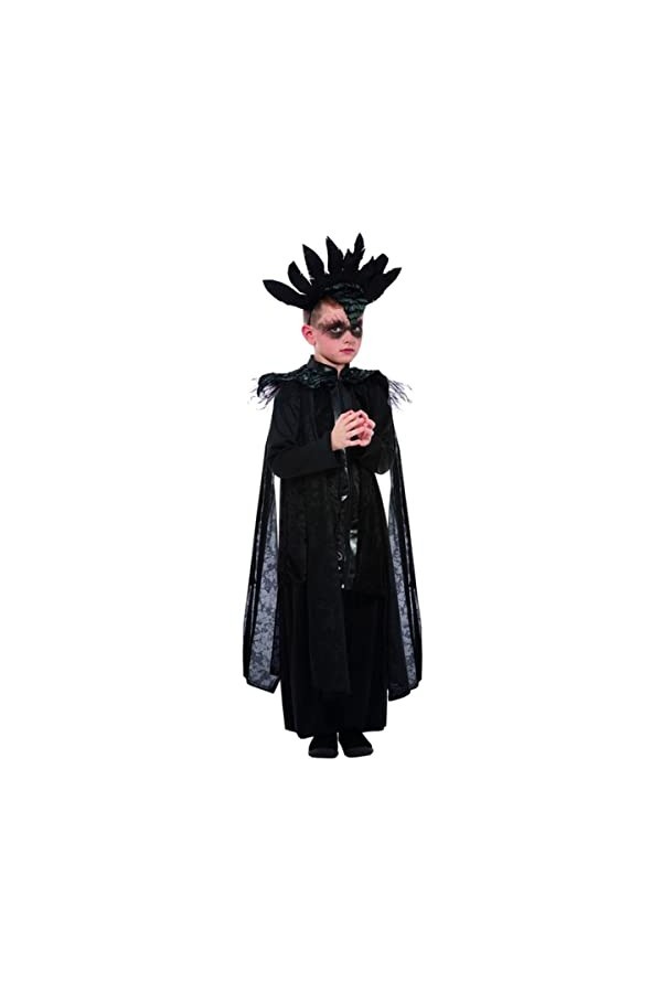 Deluxe Raven Prince Costume, Black, Top, Trousers & Headband, L 