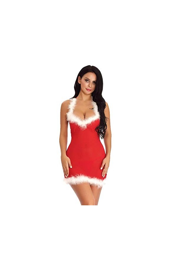 Rtyoo Chemises De Nuit Femme Couple De Lingerie Lingerie Sexy Costume De Séduction duniforme De Noël@Red_XXL