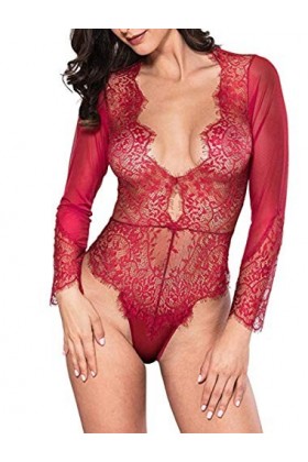 Rtyoo Vêtements Techniques Et Spéciaux Érotisme Sexe Et Sensualité Collants Sexy Lingerie Sexy en Dentelle Tentation@XL_Red