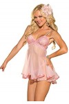 Shirley of Hollywood N ° 3232&nbsp;Grande rose Chopper Barre en dentelle et filet Babydoll