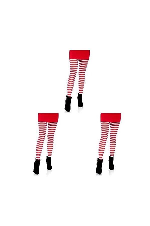 Leg Avenue - Nylon Stripe Tights, Taille Unique Blanc Rouge Lot de 3 