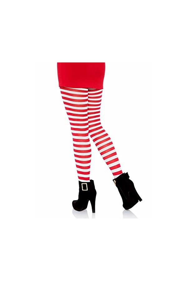 Leg Avenue - Nylon Stripe Tights, Taille Unique Blanc Rouge Lot de 3 