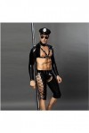 BERMEL Lingerie Sexy pour Hommes Cosplay Uniforme de Police Short en Latex en Cuir Brillant et Costume de scène de boîte de N