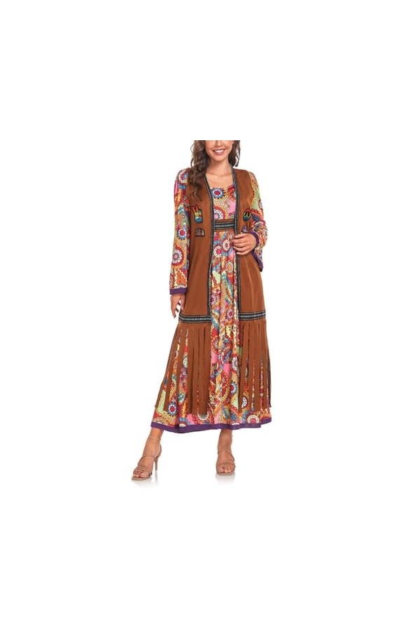 Mzshne Costume hippie des années 60 et 70 pour femme - Costume de danse disco pour adulte - Pour Halloween et photographie
