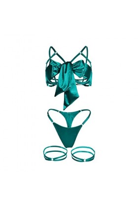 Jarretière Lingerie pour Femmes Noeud Décoration Satin Texture Lingerie Sexy Harnais À Bretelles Vintage Spaghetti Sangle Dos