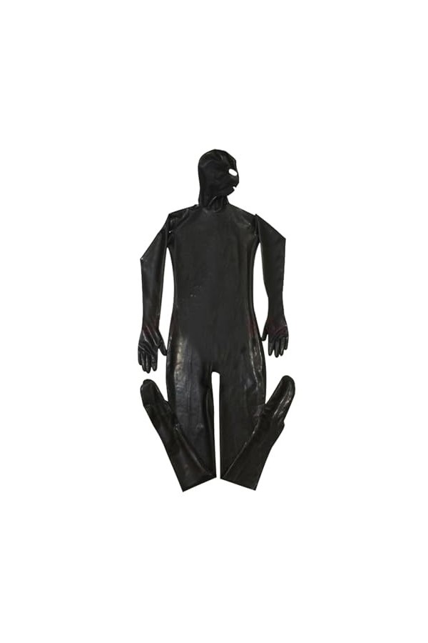 Hommes Leotard Bodysuit à capuche Catsuit Full Body Patent Leather Jumpsuit One Piece Clubwear Color:black,Size:XL 