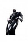 Hommes Leotard Bodysuit à capuche Catsuit Full Body Patent Leather Jumpsuit One Piece Clubwear Color:black,Size:XL 
