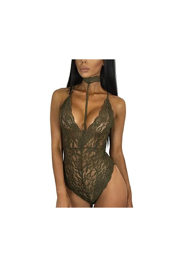 Ensemble de sous-vêtements Sexy pour Femmes, Lingerie érotique à col en V, sous-vêtements en Dentelle Transparente, Costumes 