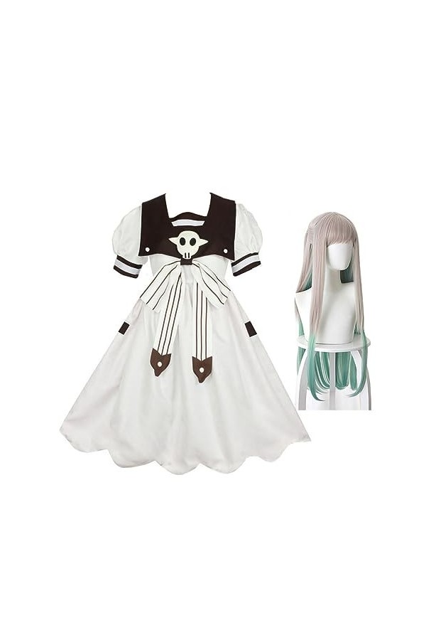 Lzrong Yashiro Nene Robe Anime Toilet Bound Hanako Kun Cosplay Costume Blanc Tête de Mort Robe Femme Costume Halloween Cospla