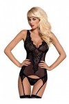Obsessive Ensemble de Lingerie guêpière avec String dans Un Coffret Cadeau, Noir Dentelle, L-XL
