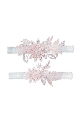 Lot de 10 jarretelles en dentelle pour mariée - Bleu azur - 40-60 cm