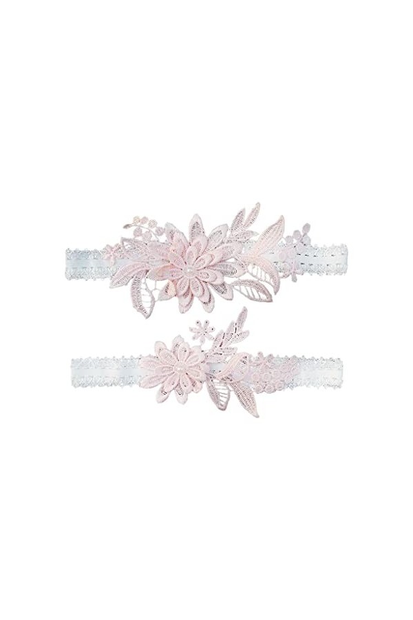 Lot de 10 jarretelles en dentelle pour mariée - Bleu azur - 40-60 cm