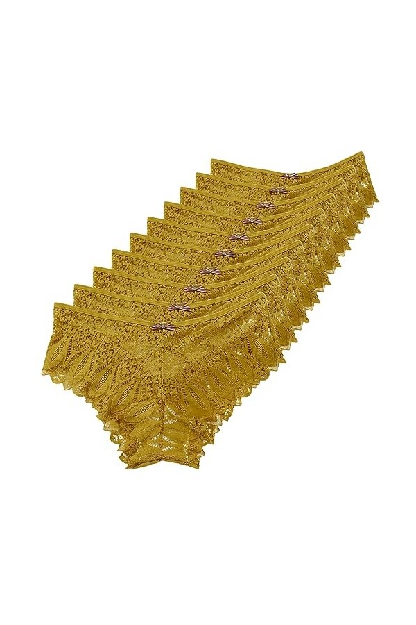 Briskorry Lot de 10 strings sexy en dentelle pour femme - Grandes tailles - Culotte - Thong - Sous-vêtements - Culotte - Culo
