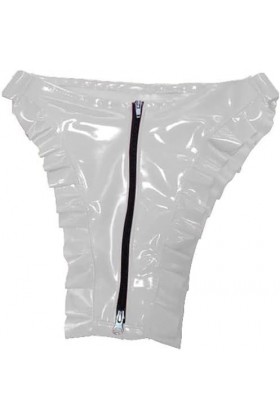 Tirette Sexy 100% En Caoutchouc Blanche 0.4mm De Dentelle De Shorts De Triangle De Dames De Latex,Blanc,S