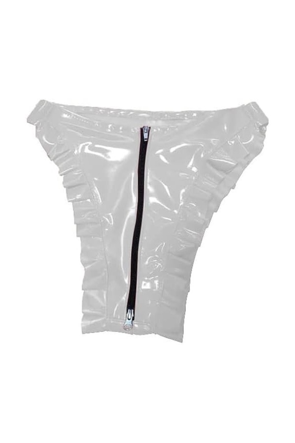 Tirette Sexy 100% En Caoutchouc Blanche 0.4mm De Dentelle De Shorts De Triangle De Dames De Latex,Blanc,S