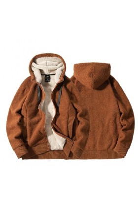 Veste en peluche pour homme Veste à capuche Veste polaire épaisse épaisse chaude décontractée Soild Couleur à manches longues