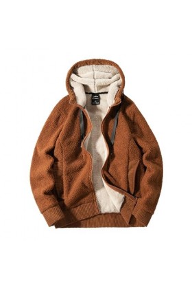 Veste en peluche pour homme Veste à capuche Veste polaire épaisse épaisse chaude décontractée Soild Couleur à manches longues