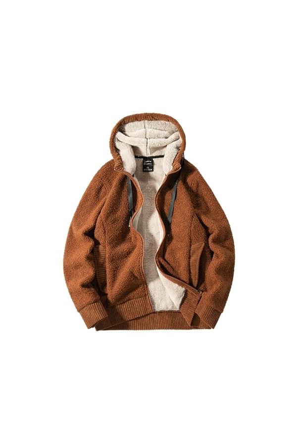 Veste en peluche pour homme Veste à capuche Veste polaire épaisse épaisse chaude décontractée Soild Couleur à manches longues