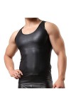 Débardeur en Cuir PU pour Hommes, Hauts sans Manches, Gaine de Mise en Forme érotique, Chemises Extensibles, Latex Doux, Moul