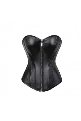 Rfmfkkg Corset sexy en cuir avec fermeture éclair pour femme, Noir , S