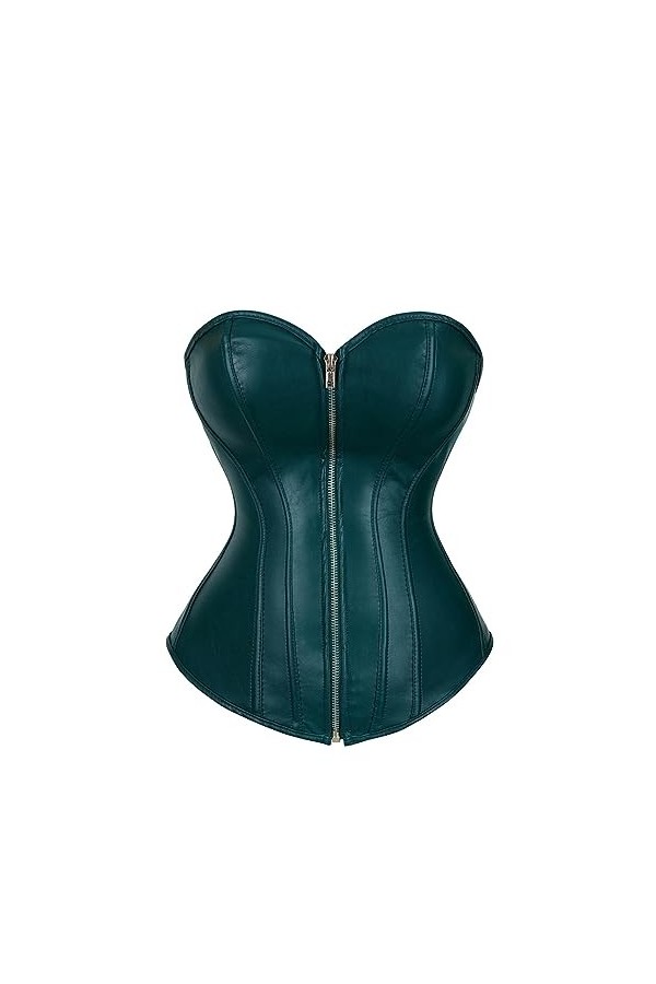 Rfmfkkg Corset sexy en cuir avec fermeture éclair pour femme, Noir , S
