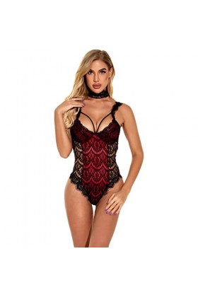 ZTIANEF RougeEnsemble de Combinaison Sexy Bretelles pour Femmes Bretelles érotiques Lingerie Sexy, 2, L