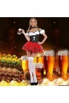 Costume de carnaval allemand sexy pour femme - Costume tendance et léger - Robe de soubrette, Rouge, L