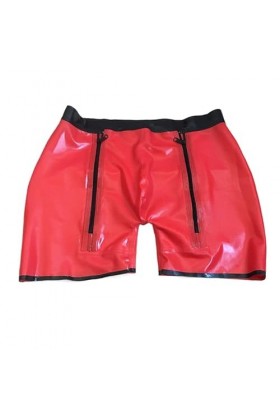 New Latex 100% Rubber Red sexy boxer shorts zipper design comfortable handmade customization 0.4mm