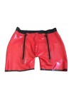New Latex 100% Rubber Red sexy boxer shorts zipper design comfortable handmade customization 0.4mm