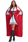 TRACYCY Femme Petit Chaperon Rouge Déguisement avec Cape Adulte Cosplay Halloween Noël Carnaval Anniversaire Fête Costume Fan
