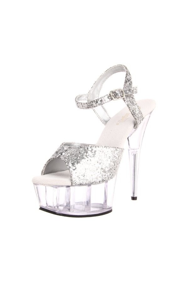 Pleaser Femme Delight-609 Sandales à Plateforme, Noir Blk Faux Leather/Blk Matte , 39 EU